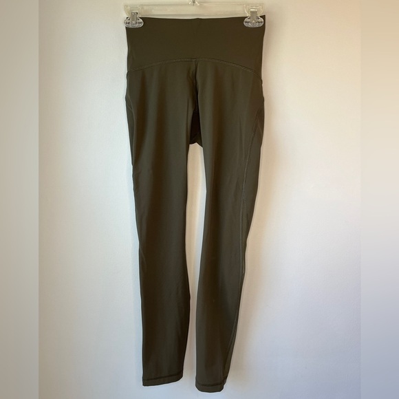 Lululemon Train Times 7/8 Mesh Panel Olive Tights - Picture 2 of 9
